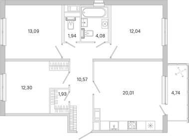 Квартира 78,3 м², 3-комнатная - изображение 1