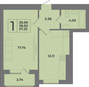 Квартира 40 м², 1-комнатная - изображение 1