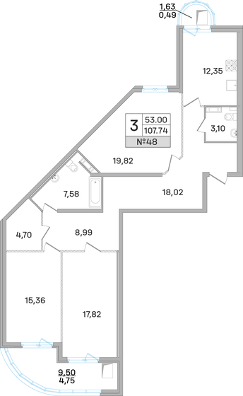 100 м², 3-комнатная квартира 23 500 000 ₽ - изображение 47