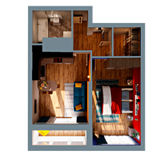 Квартира 46,6 м², 1-комнатная - изображение 3