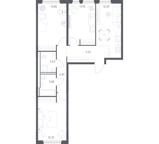 Квартира 71,8 м², 3-комнатная - изображение 1