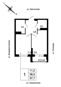 Квартира 37,7 м², 1-комнатная - изображение 1