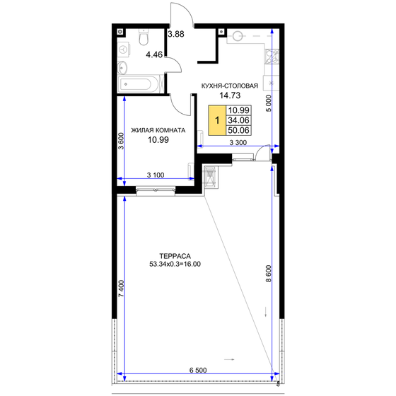 43,9 м², 1-комнатная квартира 7 400 000 ₽ - изображение 87