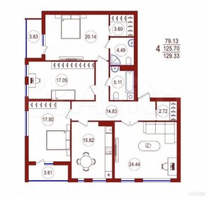 Квартира 125 м², 4-комнатная - изображение 1