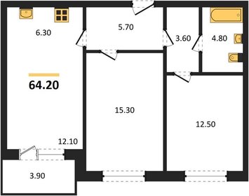 Квартира 64 м², 2-комнатная - изображение 1