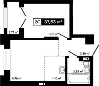 Квартира 37 м², 1-комнатная - изображение 2
