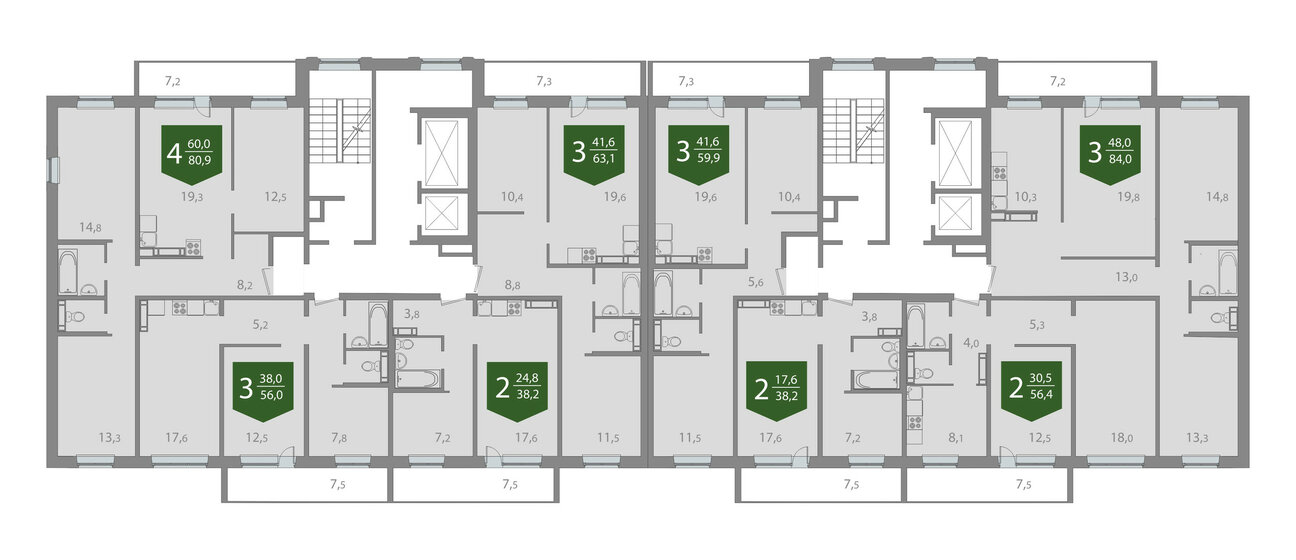58 м², 2-комнатная квартира 6 700 000 ₽ - изображение 59