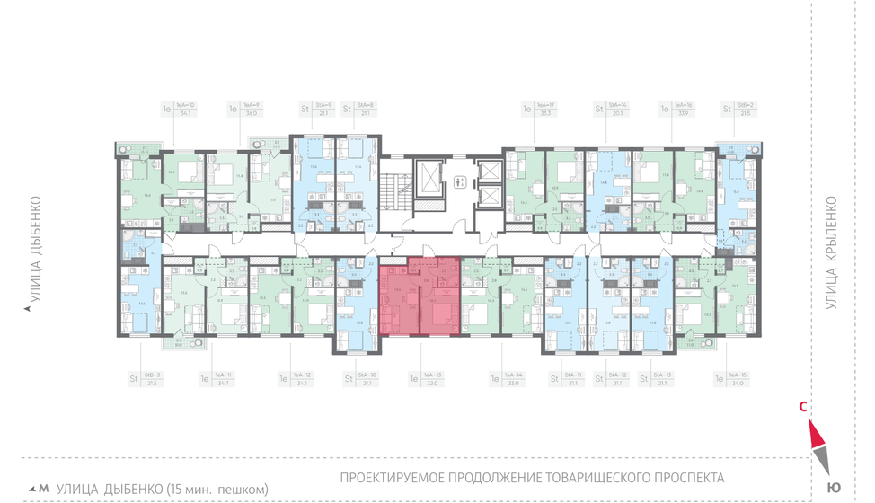 45,1 м², 1-комнатная квартира 6 999 069 ₽ - изображение 59