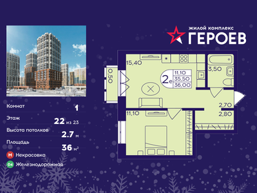 Квартира 36 м², 1-комнатная - изображение 1