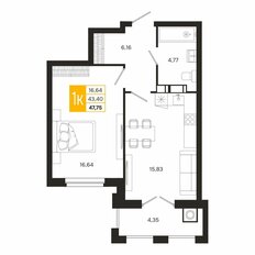 Квартира 47,8 м², 1-комнатная - изображение 3