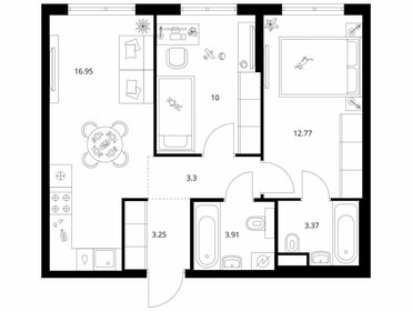Квартира 53,6 м², 2-комнатная - изображение 1