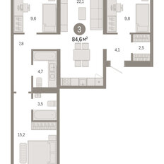 Квартира 84,6 м², 3-комнатная - изображение 3
