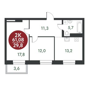 Квартира 61,1 м², 2-комнатная - изображение 1