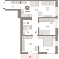Квартира 70,4 м², 2-комнатная - изображение 3