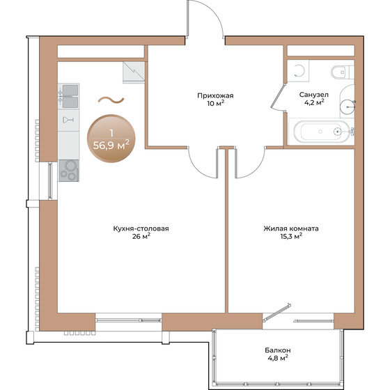 12 м², квартира-студия 1 350 000 ₽ - изображение 89