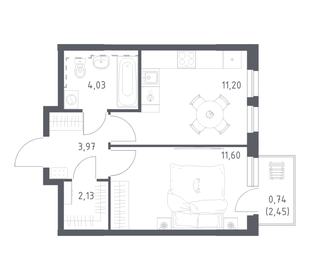 Квартира 33,7 м², 1-комнатная - изображение 1