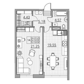 Квартира 55 м², 1-комнатная - изображение 1