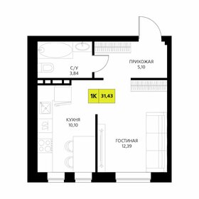 Квартира 31,4 м², 1-комнатные - изображение 1