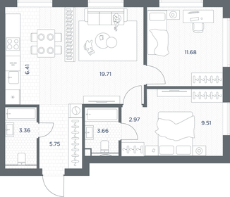 Квартира 63,1 м², 2-комнатная - изображение 2