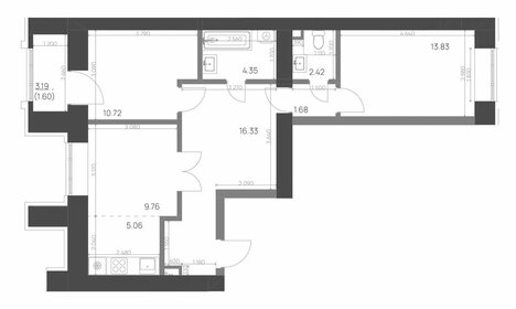 Квартира 65,8 м², 3-комнатная - изображение 1