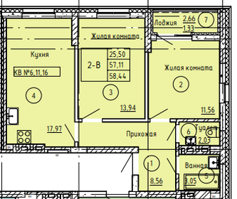 Квартира 60 м², 2-комнатная - изображение 1