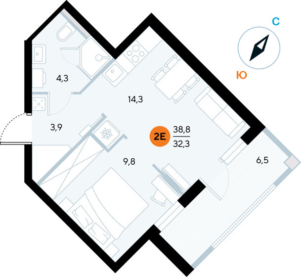 38,4 м², 1-комнатные апартаменты 16 515 988 ₽ - изображение 26