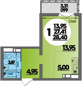 Квартира 28,4 м², студия - изображение 1