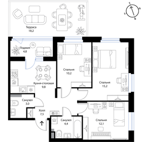Квартира 70 м², 3-комнатная - изображение 1