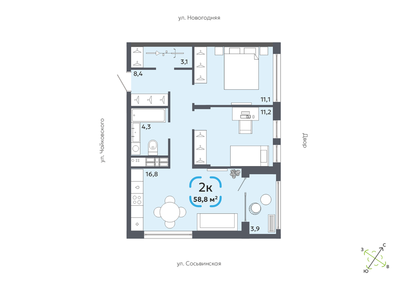 66,8 м², 2-комнатная квартира 7 500 000 ₽ - изображение 102