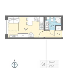 Квартира 22,6 м², студия - изображение 2