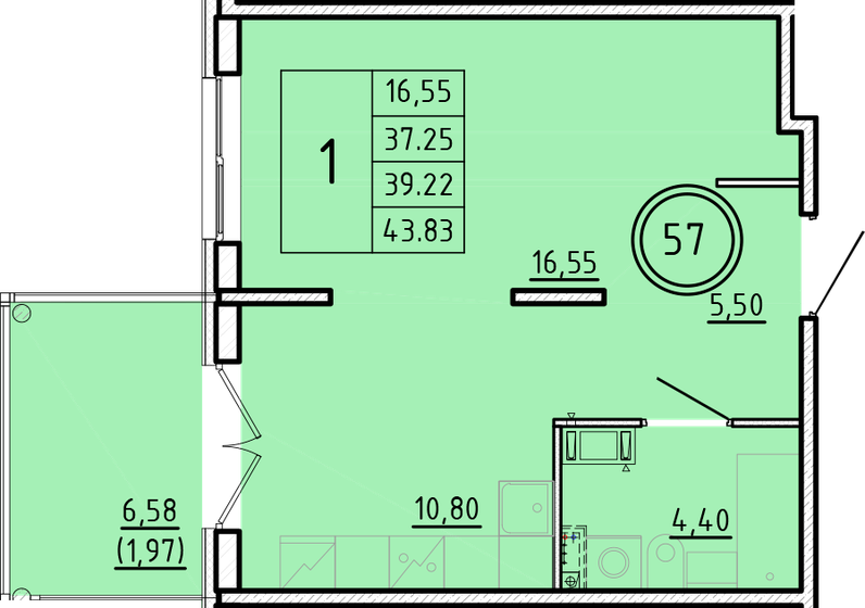 36,9 м², 1-комнатная квартира 8 059 548 ₽ - изображение 24