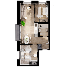Квартира 53,7 м², 1-комнатная - изображение 2