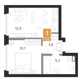 Квартира 31,3 м², 1-комнатная - изображение 1