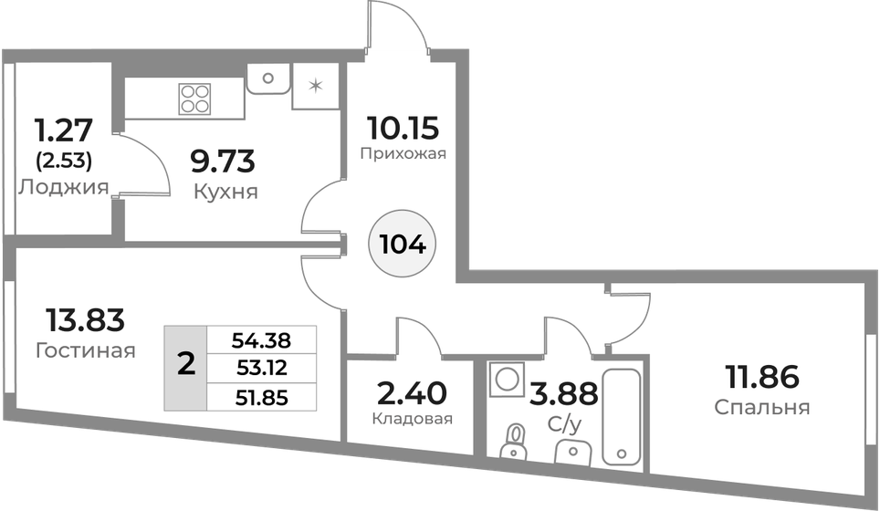 69,8 м², 2-комнатная квартира 8 514 380 ₽ - изображение 7