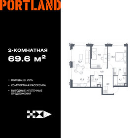 Квартира 69,6 м², 2-комнатная - изображение 1