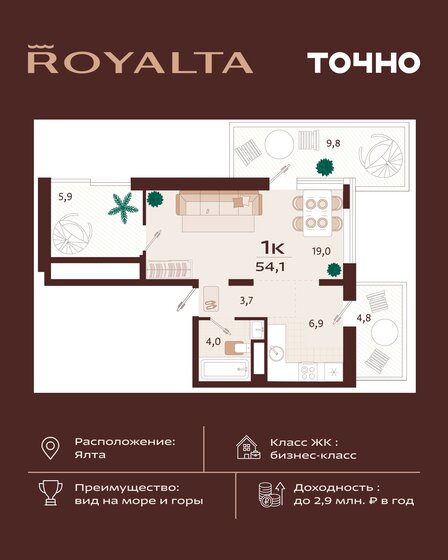 46,7 м², 1-комнатная квартира 23 176 000 ₽ - изображение 24