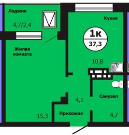 Квартира 37,2 м², 1-комнатная - изображение 1