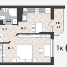 Квартира 33,6 м², 1-комнатная - изображение 2