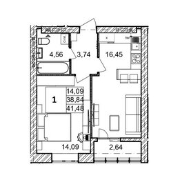 Квартира 42 м², 2-комнатная - изображение 1