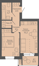 Квартира 42,7 м², 1-комнатная - изображение 1