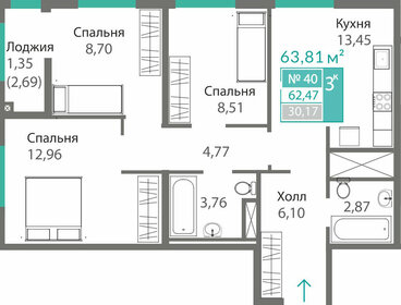 Квартира 62,5 м², 3-комнатная - изображение 1