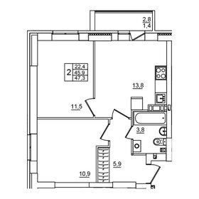 Квартира 47,3 м², 2-комнатная - изображение 1