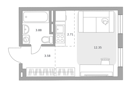 Квартира 22,5 м², студия - изображение 2