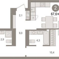 Квартира 67,6 м², 2-комнатная - изображение 3