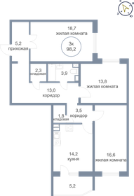 Квартира 98,2 м², 3-комнатная - изображение 1