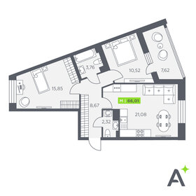 Квартира 66 м², 2-комнатная - изображение 1