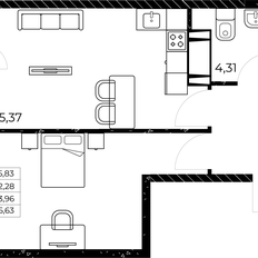 Квартира 45,6 м², 1-комнатная - изображение 3