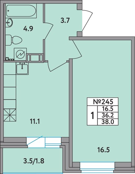 36 м², 1-комнатная квартира 5 885 000 ₽ - изображение 48