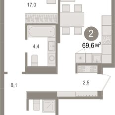 Квартира 69,6 м², 2-комнатная - изображение 3