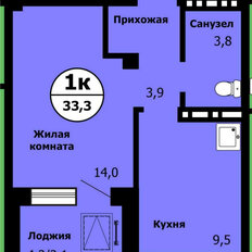Квартира 33,3 м², 1-комнатная - изображение 2